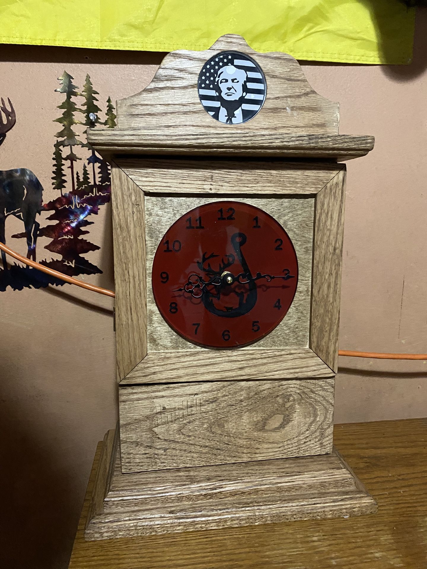 Self Made Wooden Clock With Door And Drawer