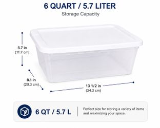 6 Quart Clear Storage Bins with Lids, 2-Pack, Stackable