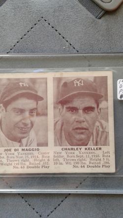 1941 double play card of Joe DiMaggio..blank back Card.