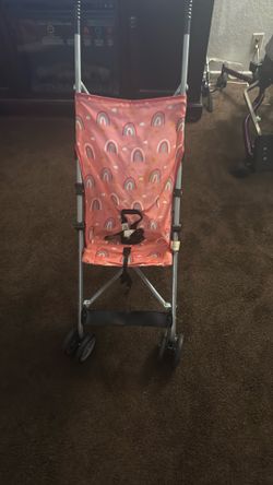 Pink Stroller with Rainbows