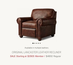Restoration hardware Leather Recliner - Lancaster