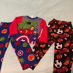 Boys Size 6 Pajamas The Avengers Pants & Top; Ball Games Pants Faded Glory