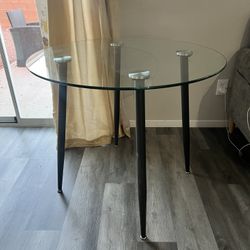 Round Tempered Glass 4-seat Dining Table