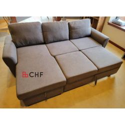 Gray Or Teal Fabric Sleeper Sectional Sofa With Storage Chaise And Pull Out Bed // Limited Time Offer  