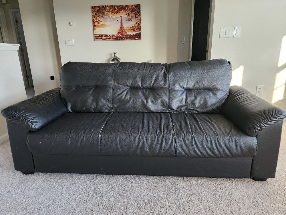 Black Leather Sofa – Comfortable & Modern