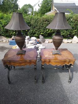 Antique End tables w/ lamps