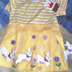  Toddler Girl Cotton Casual Dress Cartoon Appliques.