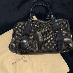 Authentic Burberry Prorsum The Knight Studded Leather Satchel