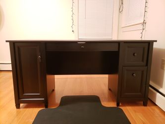Sauder Edge Water Computer Desk, L: 59.06" x W: 23.23" x H: 29.02", Estate Black finish