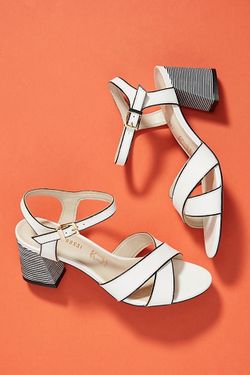 Anthropologie White Block Heel Sandals