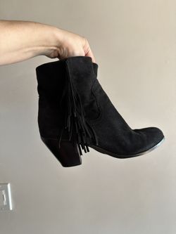 Sam Edelman Black Suede Booties Louie Fringe