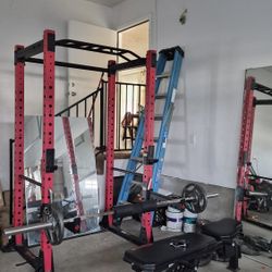 Full Home Gym Setup – Rack, Bench, Barbell & Plates