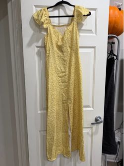 SHEIN Yellow Floral Puff Sleeve Maxi Dress Women’s Small