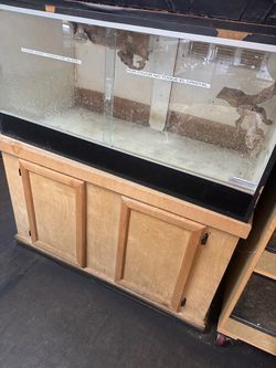 Large Glass Aquarium Tank with Wood Cabinet Stand
