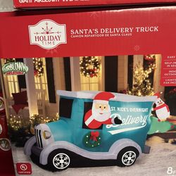 Holiday Time Inflatable Santa Delivery Truck 8ft