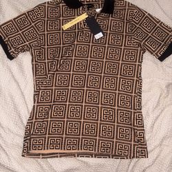 American Breed Polo shirt olive green color with black pattern. Size L 