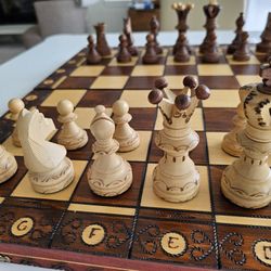 Large, Decorative, Carved Chess Set