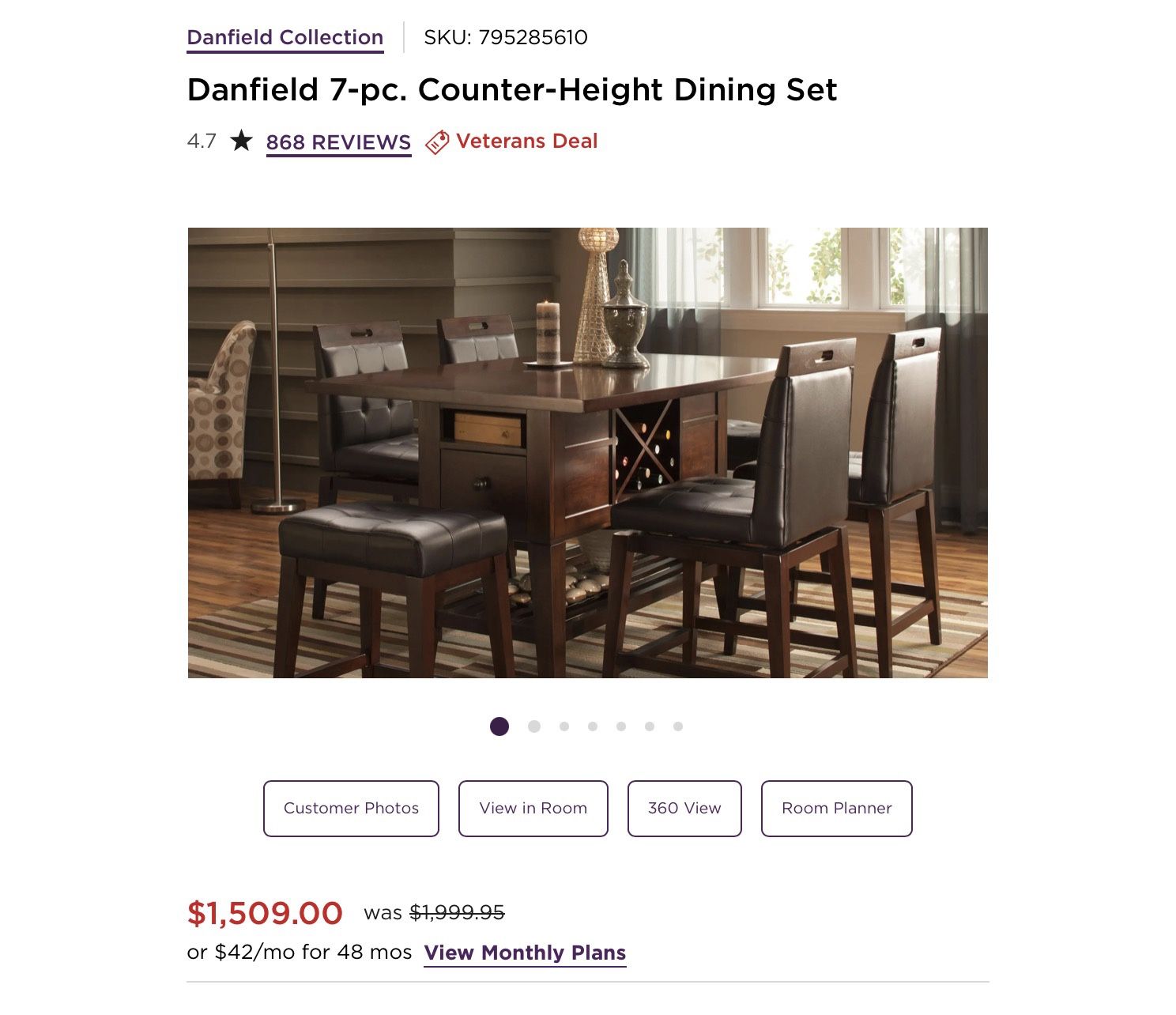 Danfield 7-pc. Counter-Height Dining Set