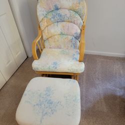 WOODEN ROCKER / GLIDER WITH OTTOMAN--Great for babies