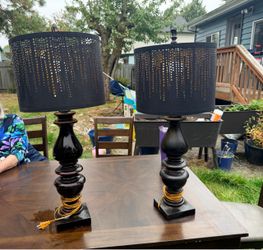 Set of 2 Black Table Lamps β $20 Each or $30 for Both