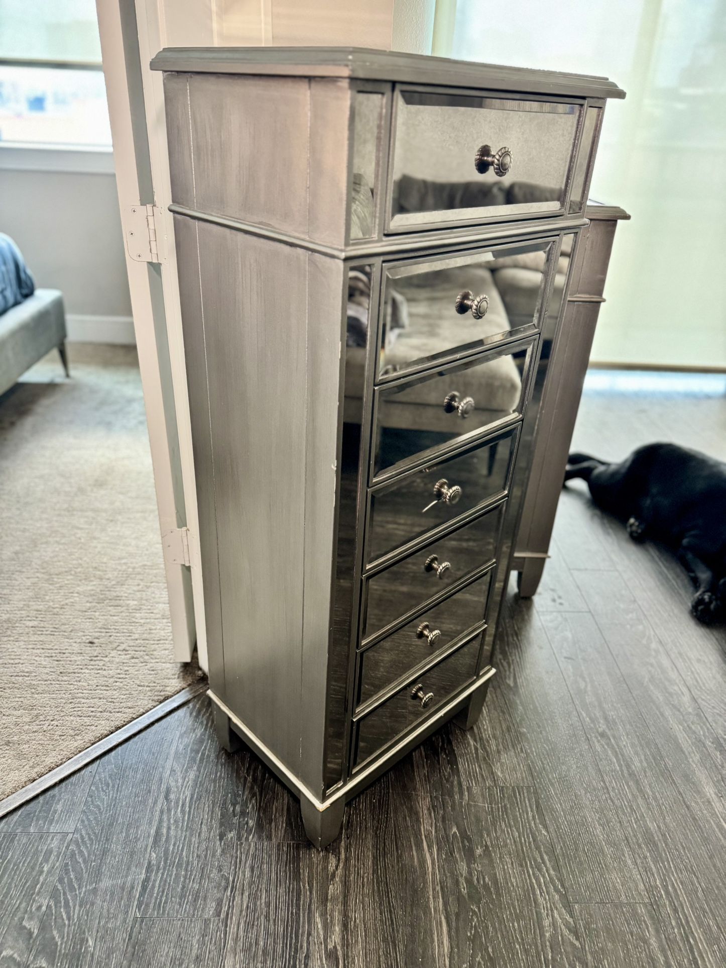 pier 1 hayworth collection mirrored silver dresser Pier 1 Hayworth Mirrored Silver 9-Drawer Dresser