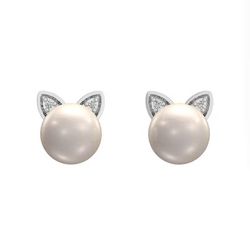 Zales kitten Pearl earrings 