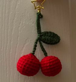 Crochet Cherry Keychains