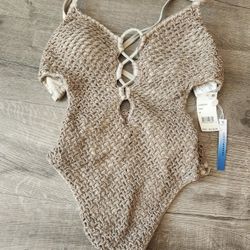 Ladies Lucky Brand Crochet One Piece Swimsuit 