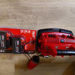 Milwaukee 2/ red Lithium xc5.0 fits m18 tools/ Both Battery,and charger charge 6 batteries  at a time