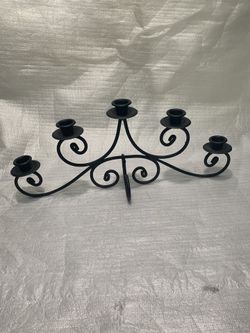 Vintage Wrought Iron Candelabra Table Top Taper Candle Holder Scroll Centerpiece