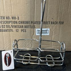 Winco WH-3 Chrome Cruet Rack Holder for 6 oz Oil & Vinegar Bottles – New 12ct