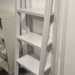 Modern White Ladder-Style Bookcase / Shelf