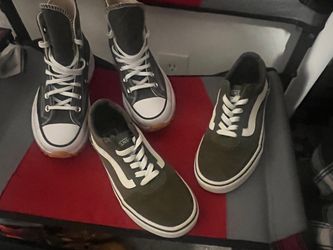 Green..Converse New!!  size 6 $65…(Vans $45 Used in very good condition, size 7) Both  fit the same, Both pairs for $100.00