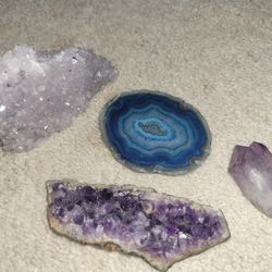 3 Amythyst Variety Blue Agate Mini Geode 