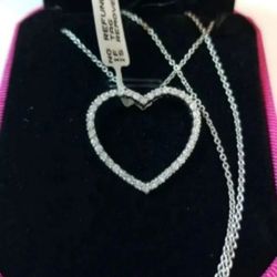 NEW 14K Real White Gold Heart Diamond