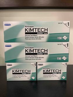 Brand new, unopened Kimtech Kimwipes Delicate Task Wipers.