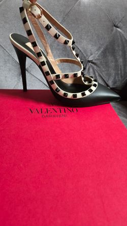 Valentino Rockstud Romanstud Black White Studded Shoes Size EU 39 US 9