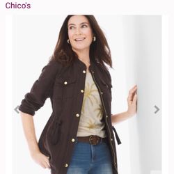 Chico’s Brown Utility Jacket – LARGE