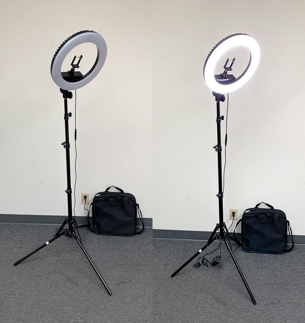 New $75 each LED 13” Ring Light Photo Stand Lighting 50W 5500K Dimmable Studio Video Camera