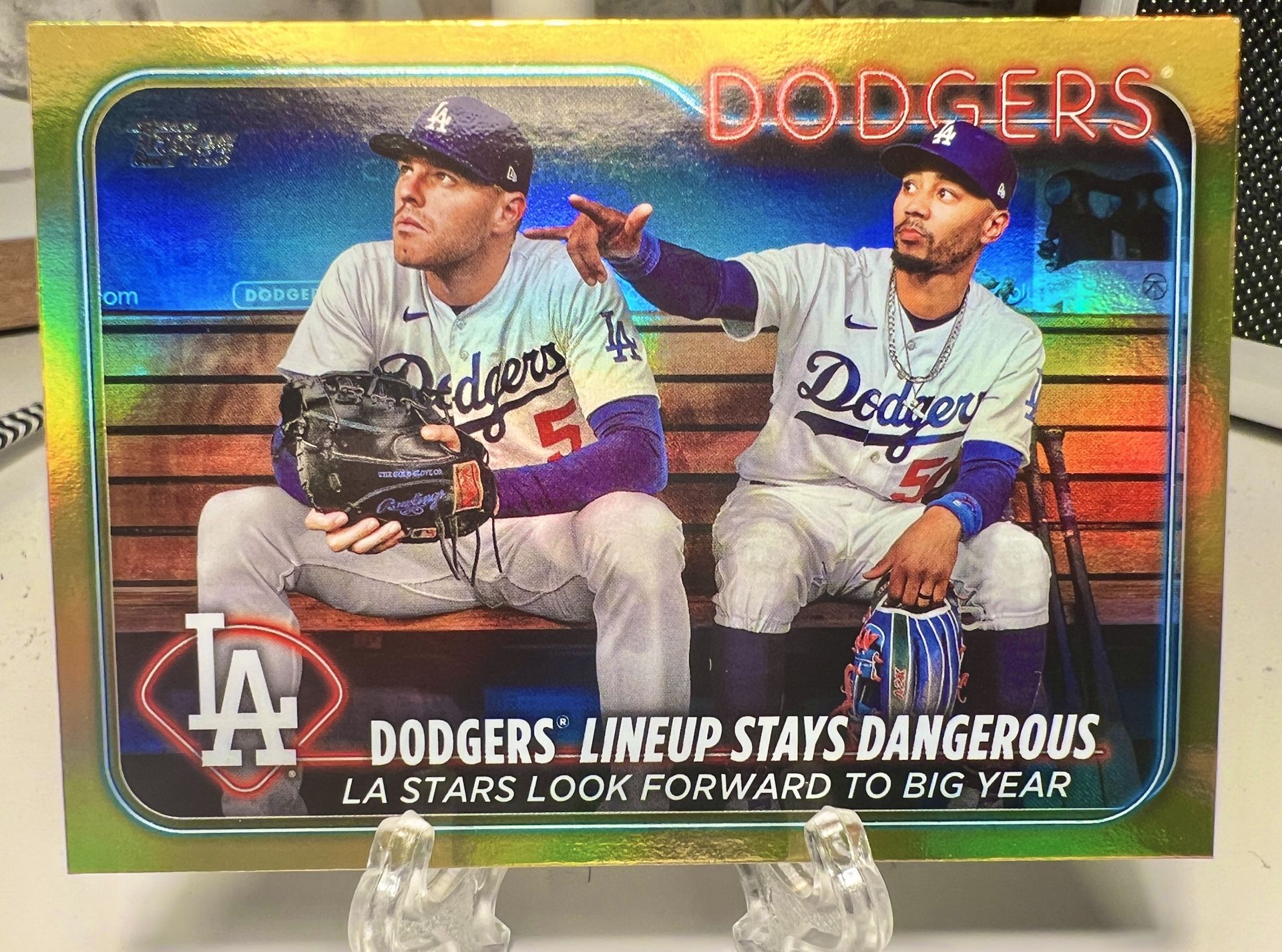 Freddie Freeman Mookie Betts Dodgers Topps Gold Foil World Series Champions