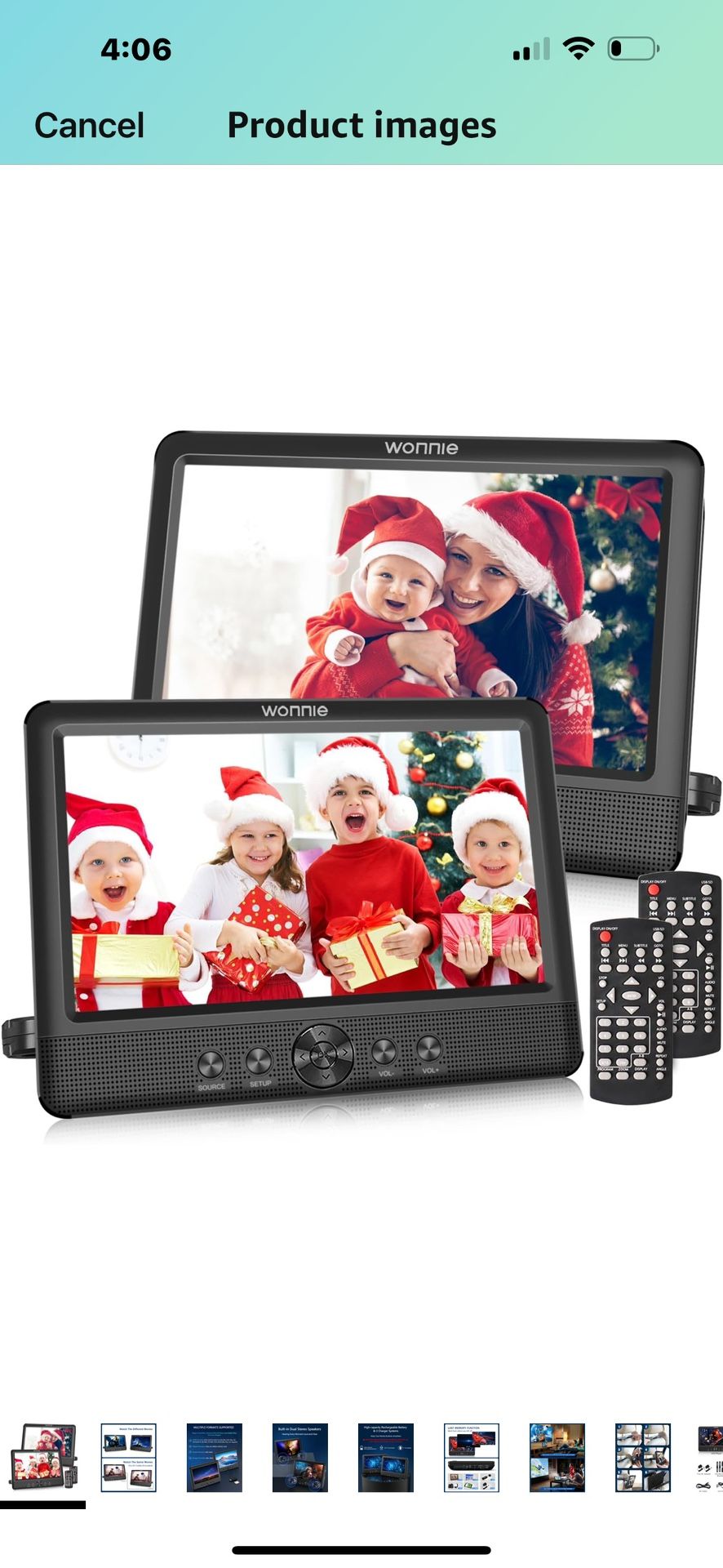 WONNIE 10.5" Two Car DVD Players Portable Dual Screen Headrest Video Player