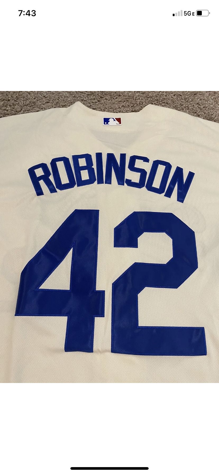 Los Angeles Dodgers Jackie Robinson Cream Jersey Adult Size