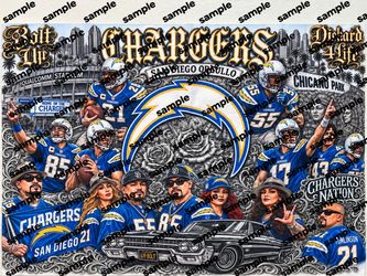 San Diego Chargers Chicano Art Style Poster