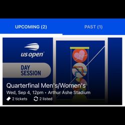 US Open Quarterfinal Men’s/Women’s Tickets – 2 Seats for Day Session (Sept 4th, 12 PM)