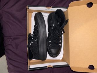 Black High-Top Converse with Floral Embroidery