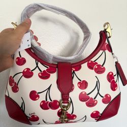 NWT 🍒 Coach Hamptons Hobo Bag With Cherry Print