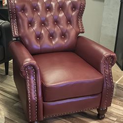 Top grain leather recliner chair