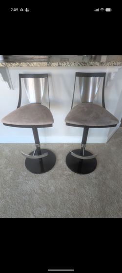 Elite Modern Lana Genuine Suede Bar/Counter Stools (Set of 2) 26"-30"