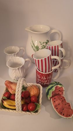 Dinning Christmas Cups & Large Pitcher