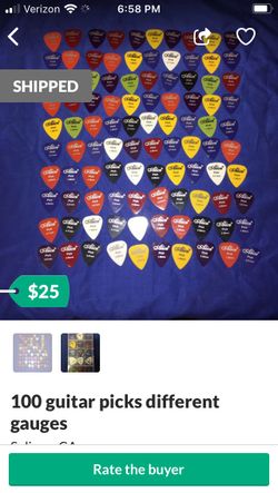 100 guitar picks different gauges and a nice plastic case new